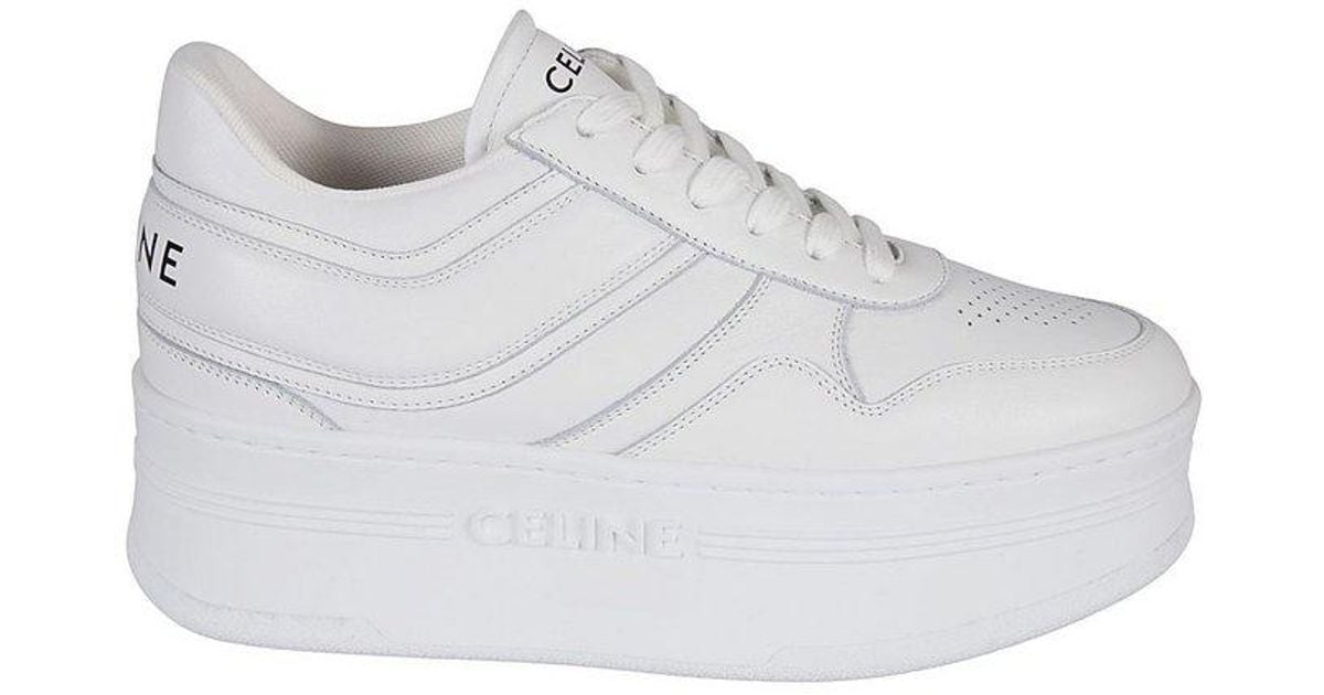 Celine Logo Printed Block Sneakers in White