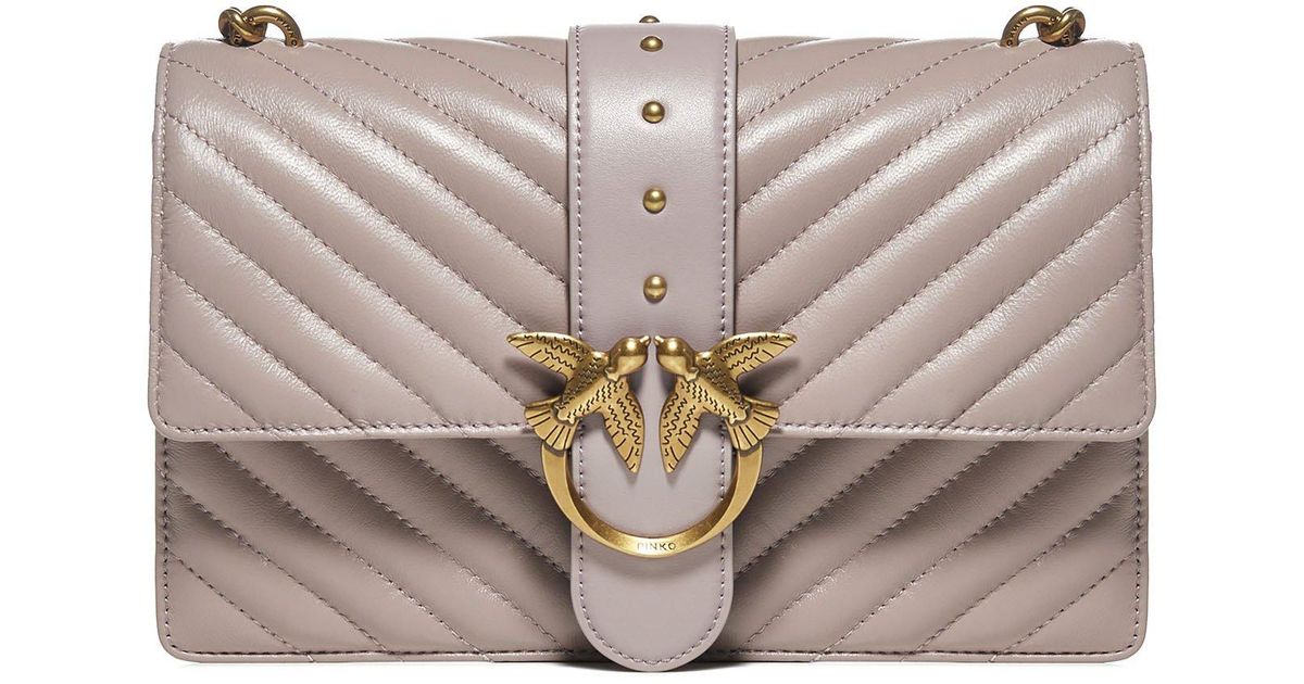 Pinko Love Classic Icon V Quilted Shoulder Bag in Natural | Lyst