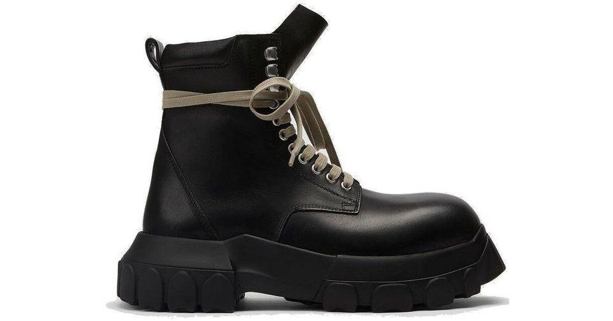Rick Owens Leather Army Bozo Tractor Boots in Black for Men | Lyst