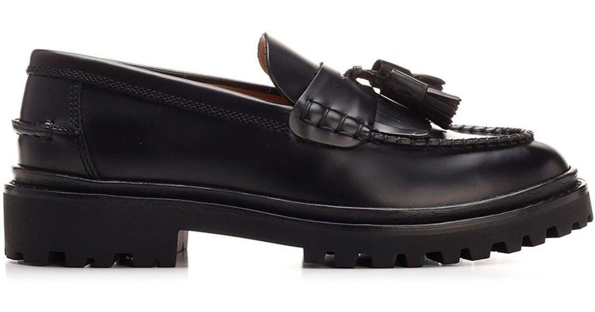 Isabel Marant Leather Frezza Tassel Detailed Loafers in Black - Lyst