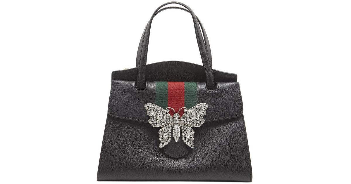 Gucci Totem Embellished Butterfly Tote Bag in Black | Lyst