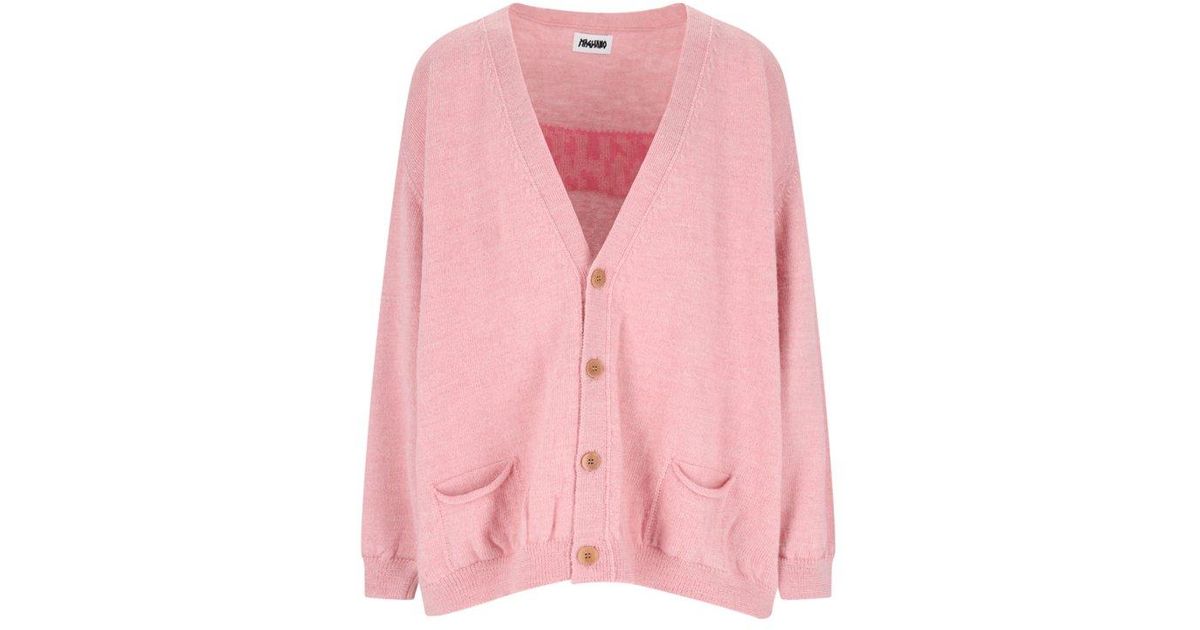 Magliano Logo Detailed V-neck Cardigan in Pink for Men | Lyst