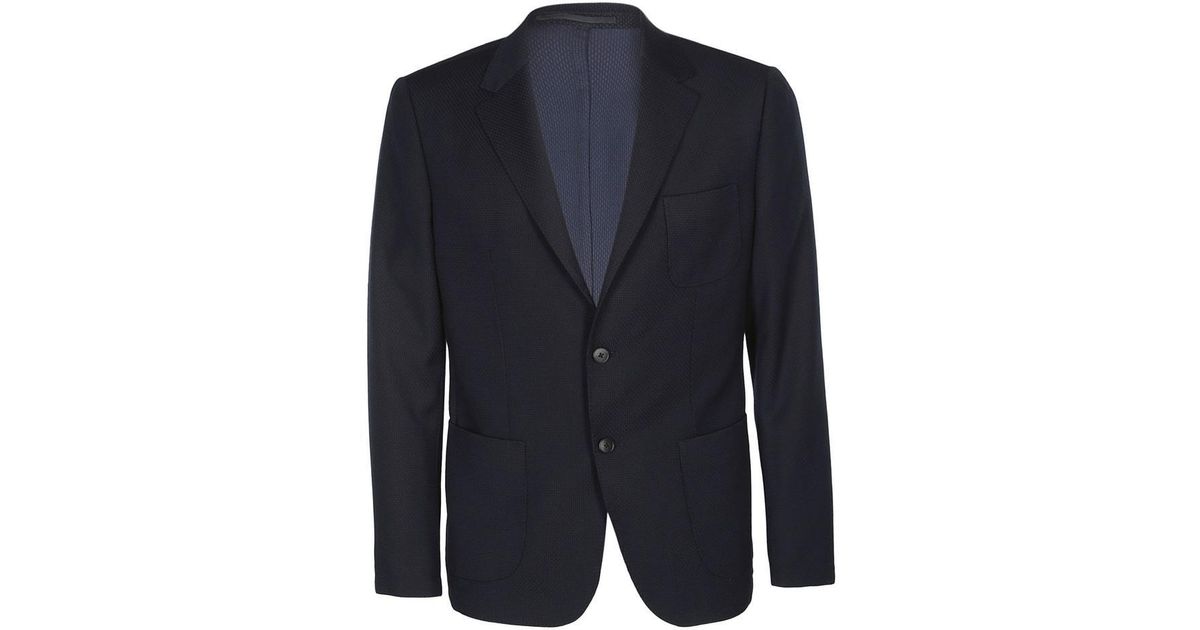 Z Zegna Wool Tailored Blazer in Navy (Blue) for Men - Lyst