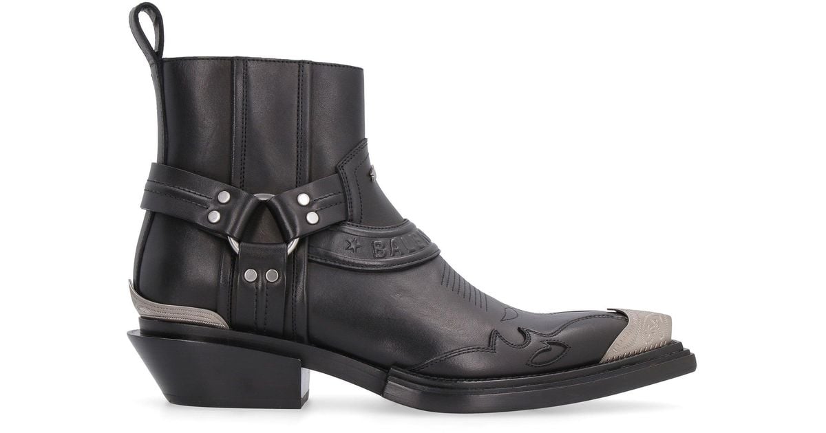 Balenciaga Leather Santiag Harness Ankle Boots in Black - Lyst