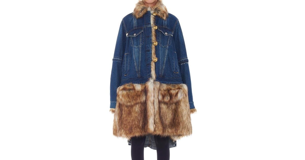 sacai denim fur jacket