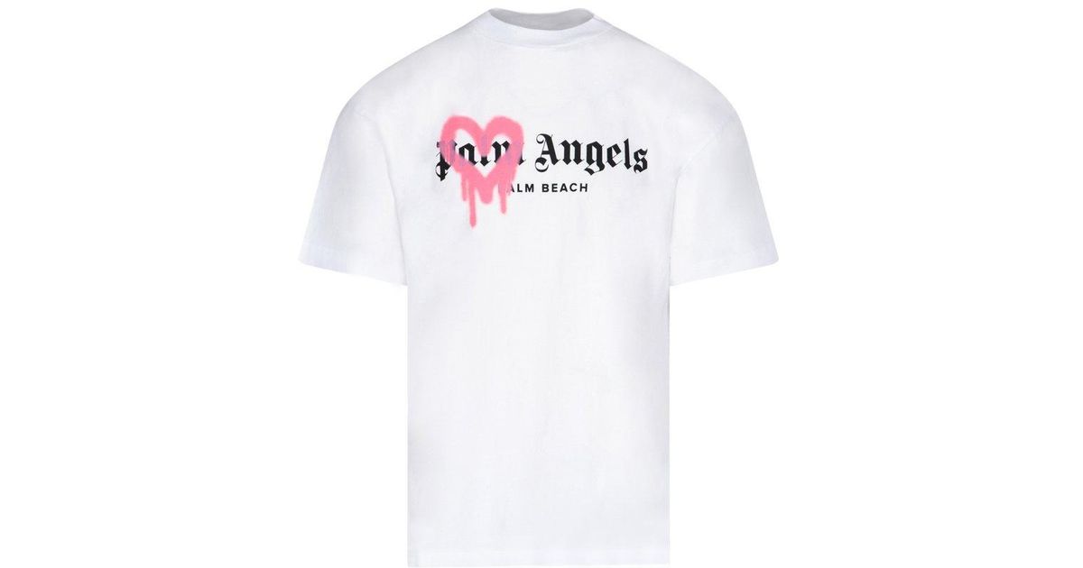 Palm Angels Palm Beach Sprayed Heart Logo T-shirt in White for Men ...