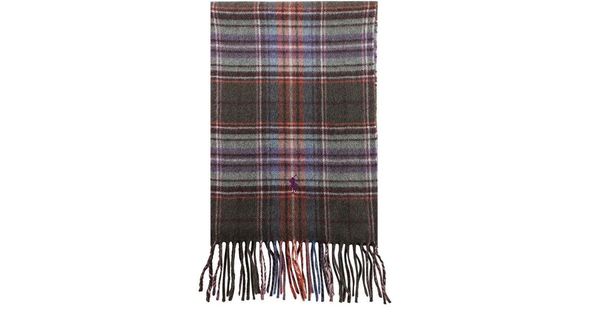 Polo Ralph Lauren Checked Fringed Scarf for Men | Lyst