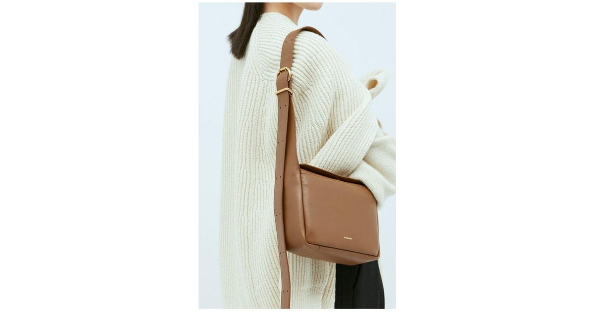 【JIL SANDER】SMALL FLAP SHOULDER BAG Jil Sander Brown Flap Small Bag Jil Sander