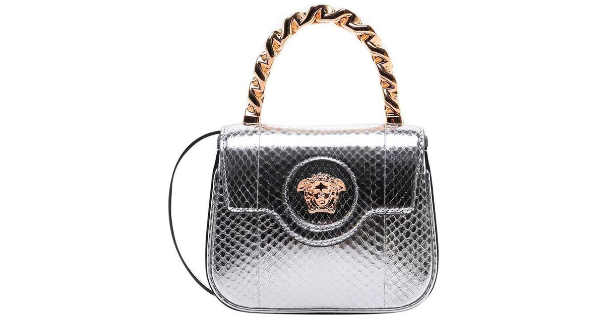 Versace La Medusa Chain-link Foldover Shoulder Bag in Metallic | Lyst