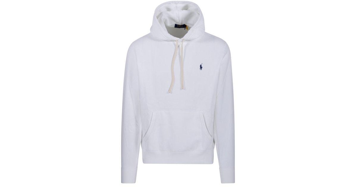 Ralph lauren white zip hoodie hot sale