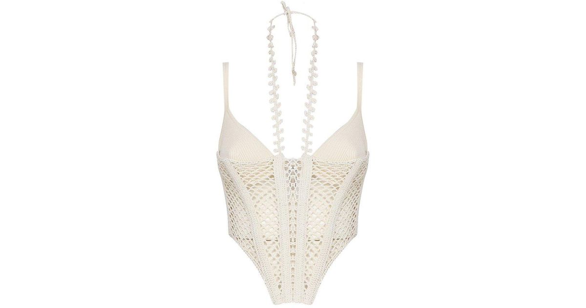 Dion Lee Crochet Corset-bodice Layered Halterneck Top in White | Lyst