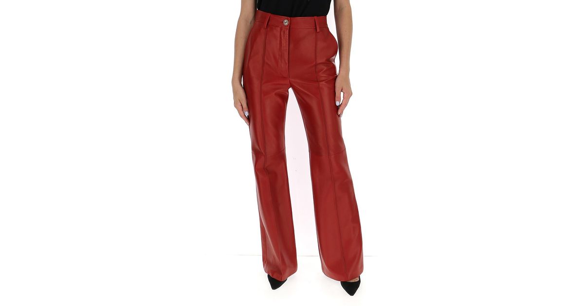 Gucci cropped leather trousers - Red
