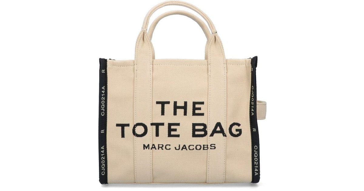 Marc Jacobs The Jacquard Traveler Tote Bag Small White Cotton in Natural