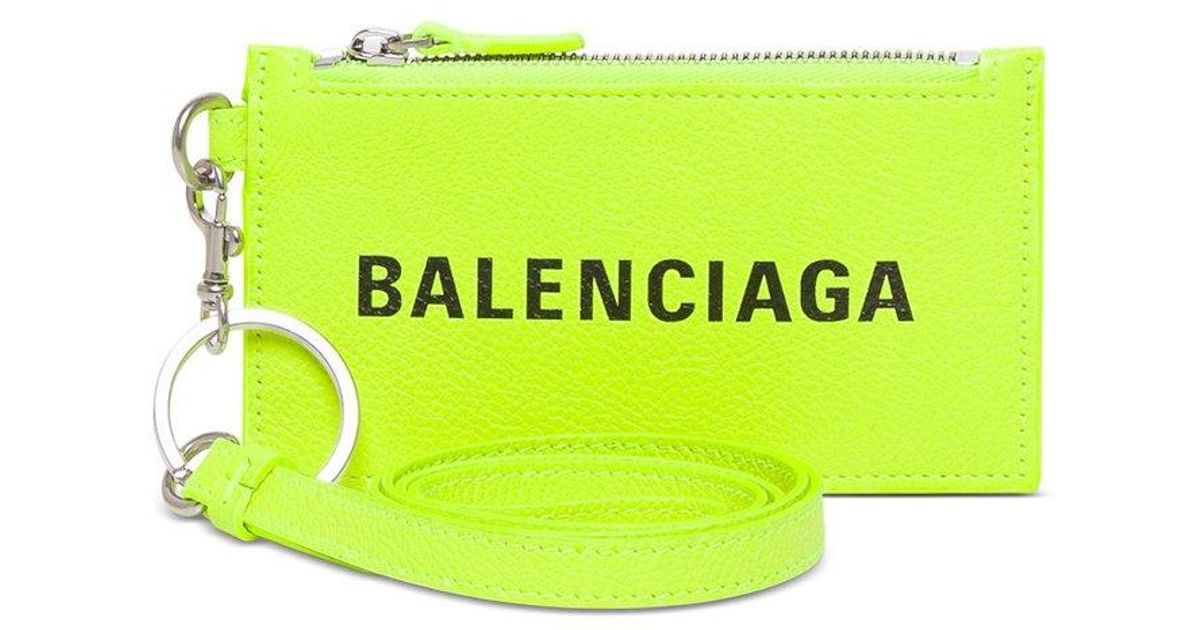 Balenciaga Cash Keyring Card Case in Yellow for Men | Lyst