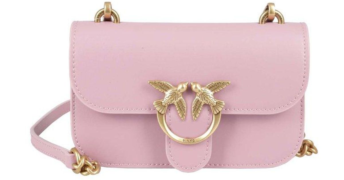 Pinko Leather Love Birds Foldover Crossbody Bag in Purple (Pink) Lyst