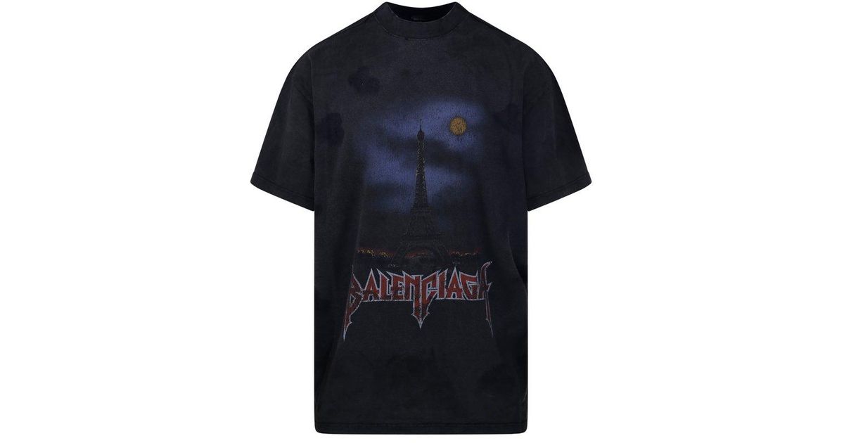 BALENCIAGA ヴィンテージ加工 Paris ムーン Tシャツ ロゴ BALENCIAGA Paris Moon Tシャツ ロゴ 半袖 コットン (BALENCIAGA