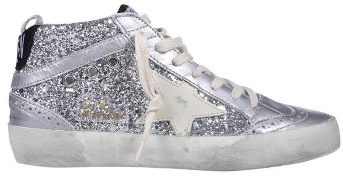 Golden Goose Midstar Glitter Sneakers in White Lyst