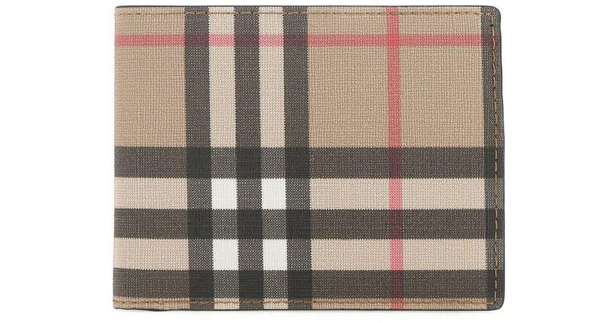 Burberry Check Printed Bi-fold Wallet in Gray for Men | Lyst