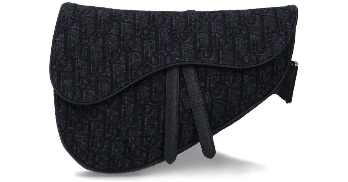 Dior Oblique Jacquard Saddle Bag in Black for Men