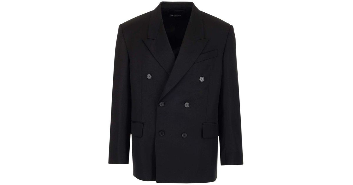 Balenciaga Wool Classic Double-breasted Jacket in Black for Men | Lyst ...