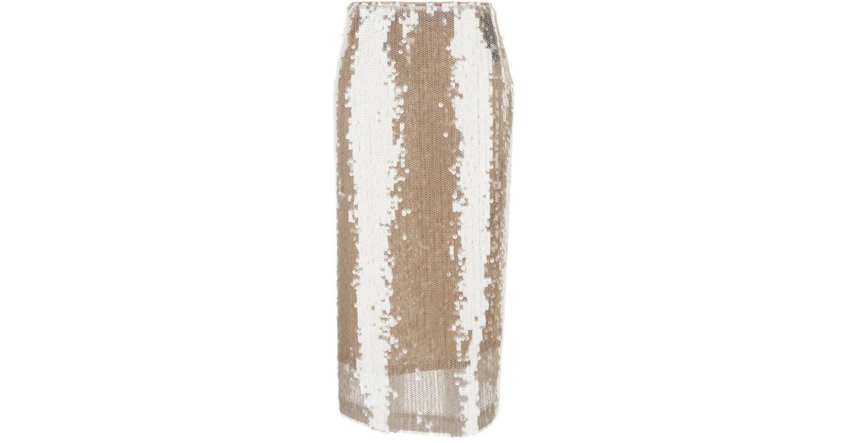 スカート Federica Tosi White Sequined Mesh Skirt Federica Tosi Sheer Mesh Skirt With All-over Sequin Design