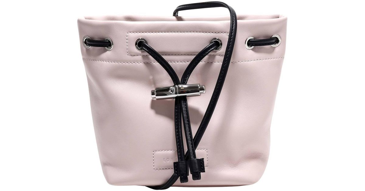Longchamp Leather Drawstring Bucket Bag in Pink Lyst
