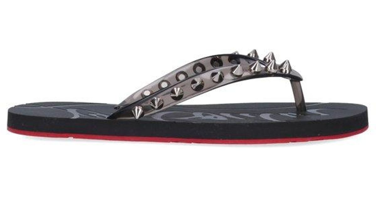 Christian Louboutin Rubber Loubi Spikes Flipflops in Black Lyst