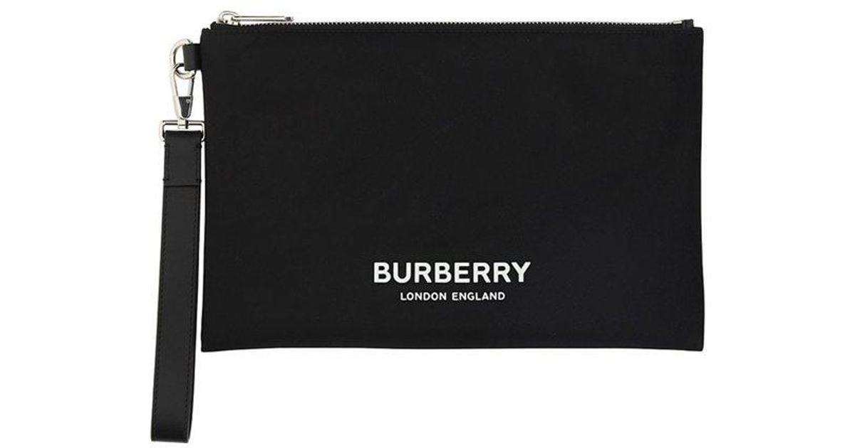 Burberry Logo-printed Zipped Clutch Bag in Black for Men