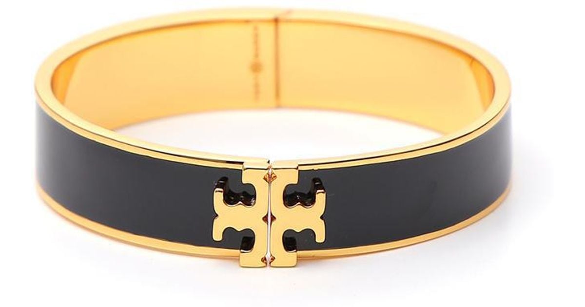 Tory Burch Classic Enamel Bracelet in Black - Lyst