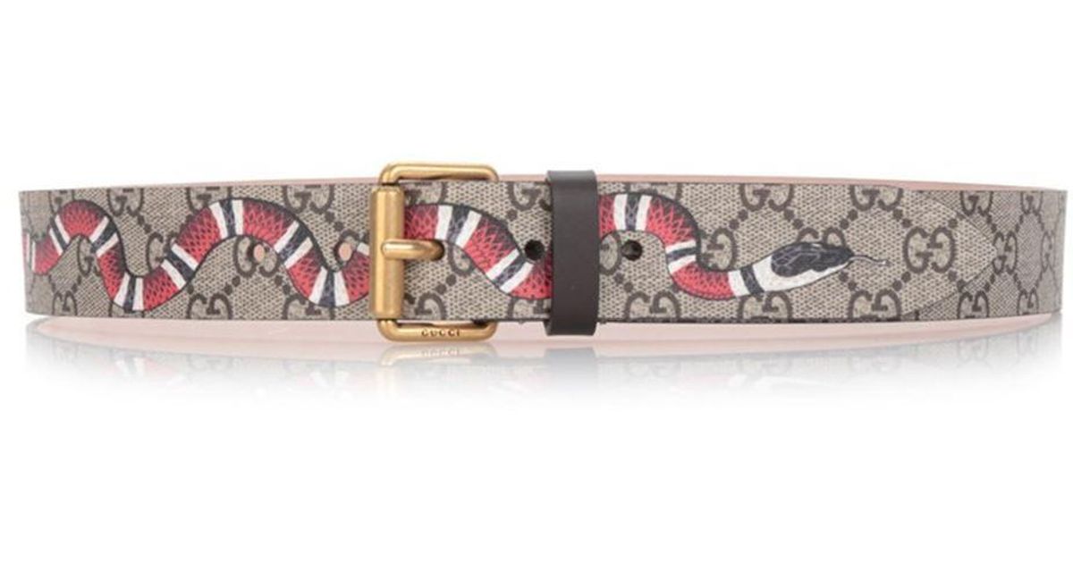 Gucci Canvas Snake Print Gg Supreme Belt for Men - Save 35% - Lyst