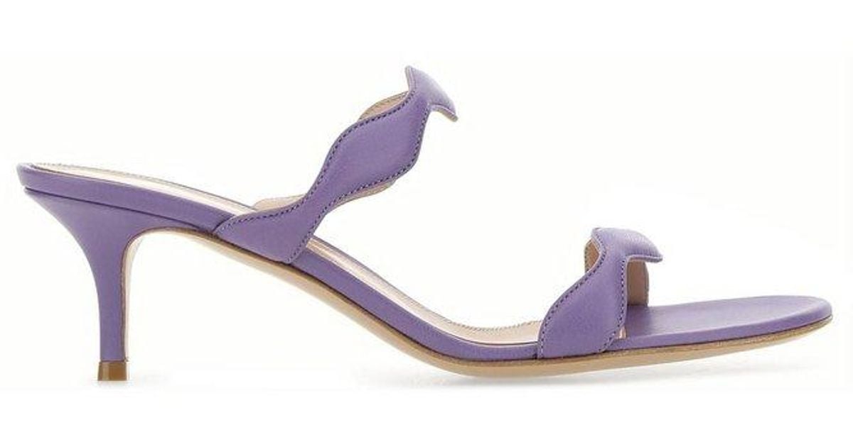 Gianvito Rossi Leather Wave Double Strap Sandals in Purple | Lyst Canada