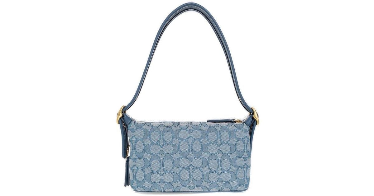 Coach Demi Signature Jacquard Shoulder Bag In Blue Lyst Uk 3830