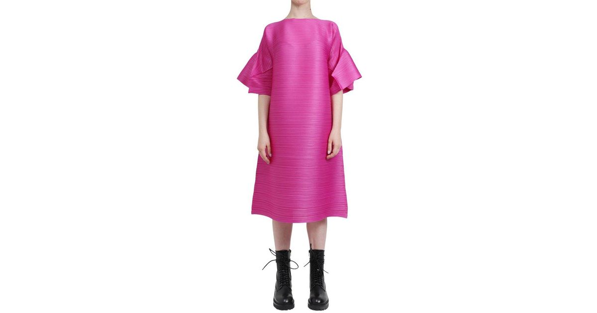 Pleats Please Issey Miyake Tour Midi-dress in Pink | Lyst Canada