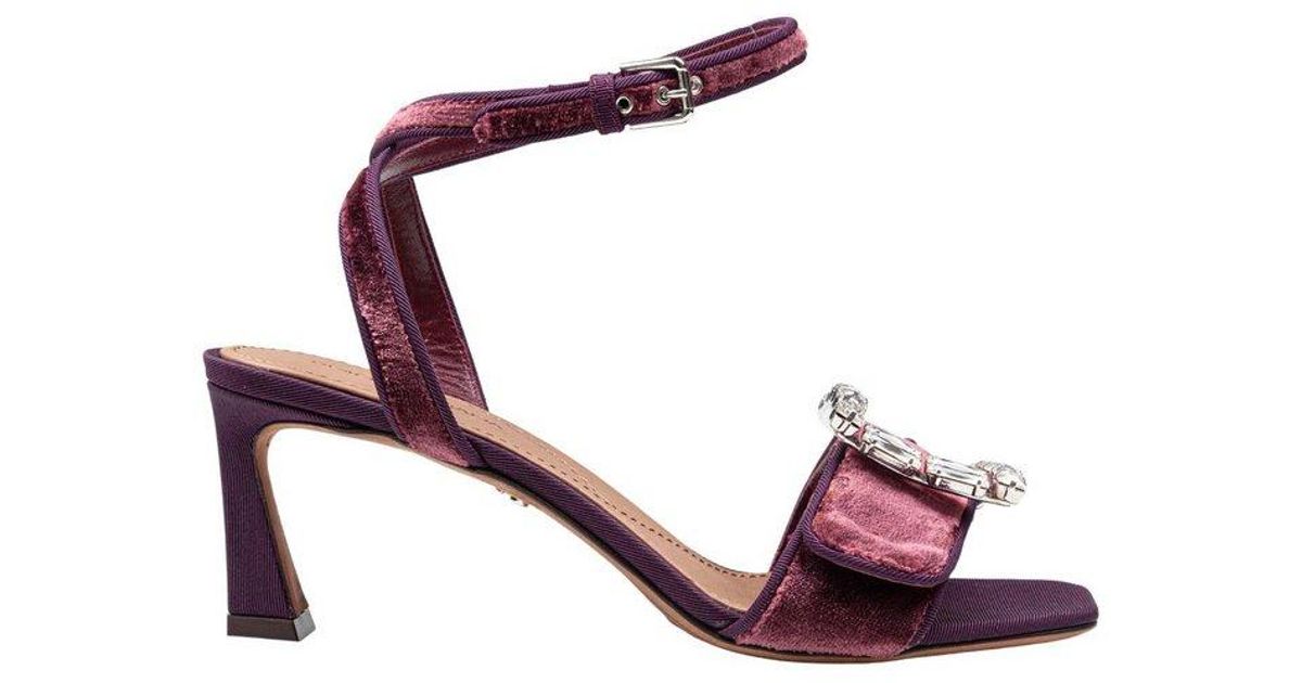 シューズ・サンダルその他 DOLCE & GABBANA Woman Heeled sandals Red Purple CR1791A9S20 Dolce & Gabbana Embellished Velvet Sandals in Red | Lyst