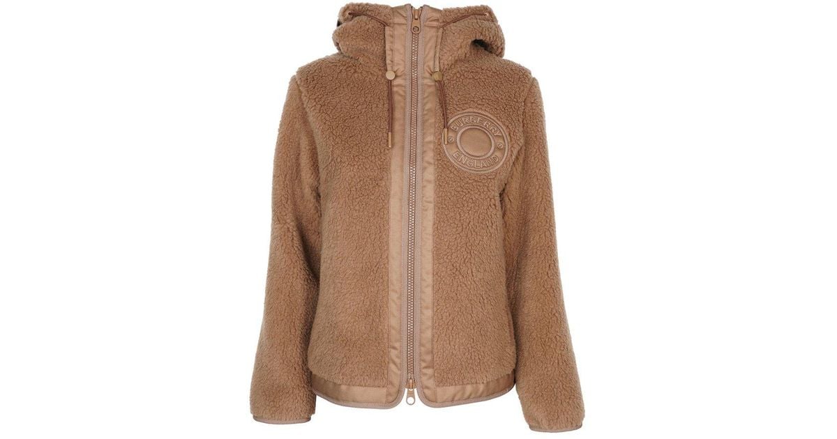 Burberry Adeney Hooded Fleece Jacket in Brown | Lyst