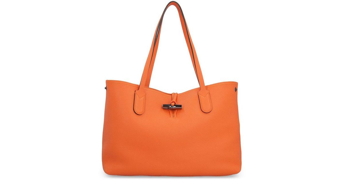 Longchamp Leather Roseau Essential Shoulder Bag in Orange Lyst