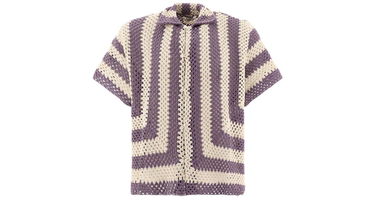 BODE Striped crochet-knit Shirt - Farfetch