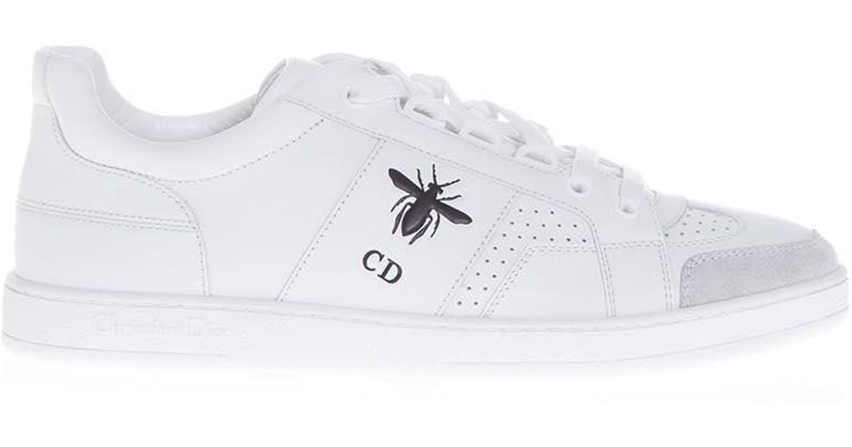 Dior Leather Cd Bee Sneakers in White 