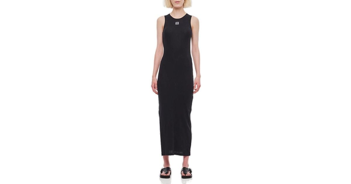 Anagram tank dress in cotton Black - LOEWE