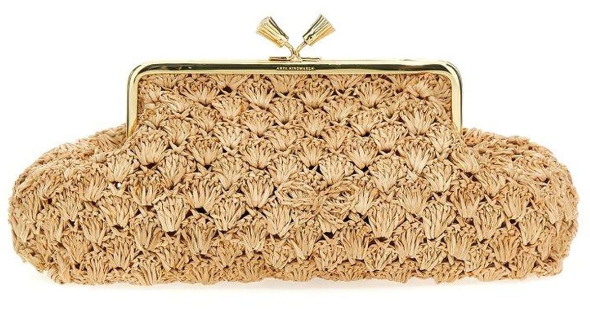 Anya Hindmarch Logo Engraved Clutch Bag in Natural | Lyst