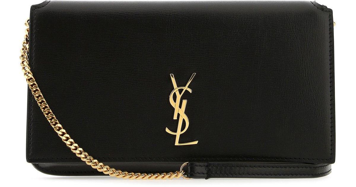 Saint Laurent Leather Crossbody Phone Holder in Black Lyst UK