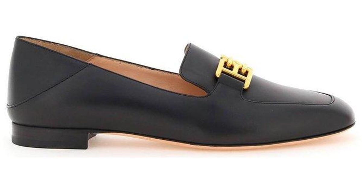 Bally Ellah B Logo Plaque Square Toe Loafers in Black | Lyst