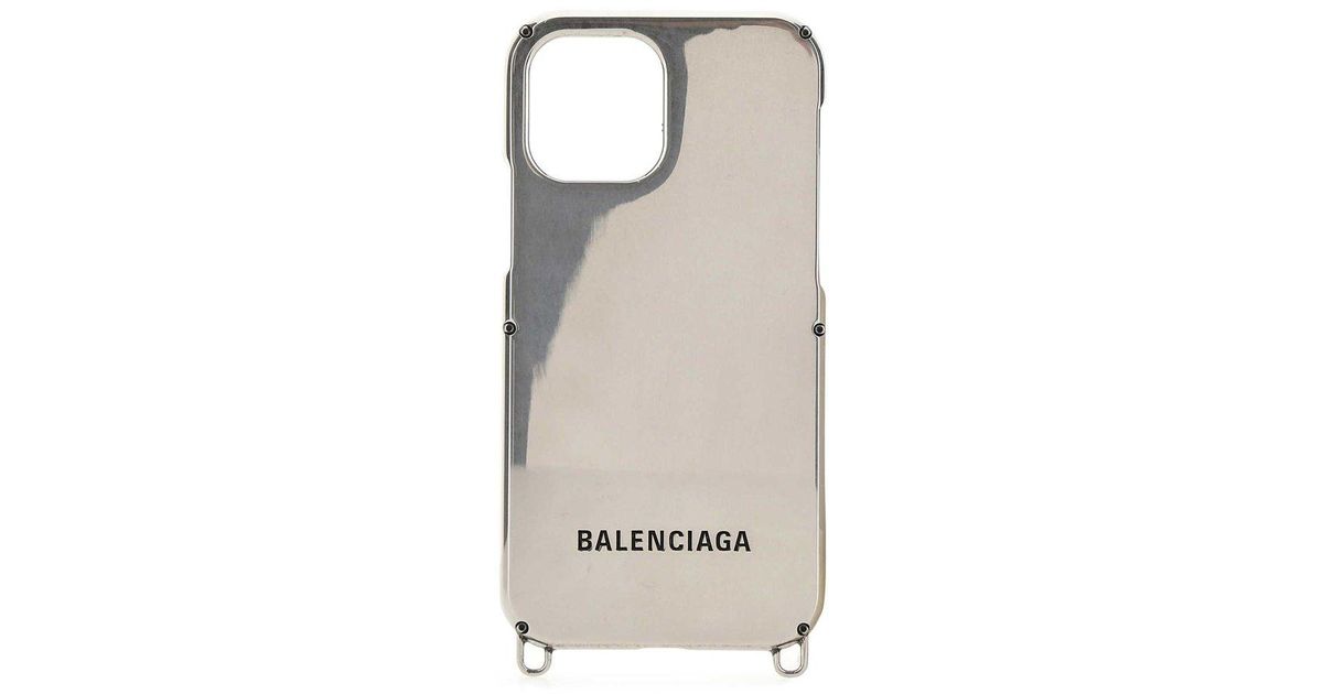 Balenciaga Logo Chain Iphone 12 Case in Metallic | Lyst