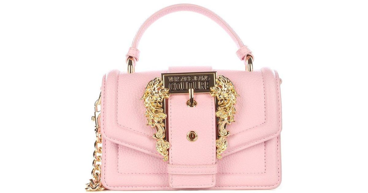 Versace Jeans Couture Embellished Logo Buckle Tote Bag in Pink | Lyst UK