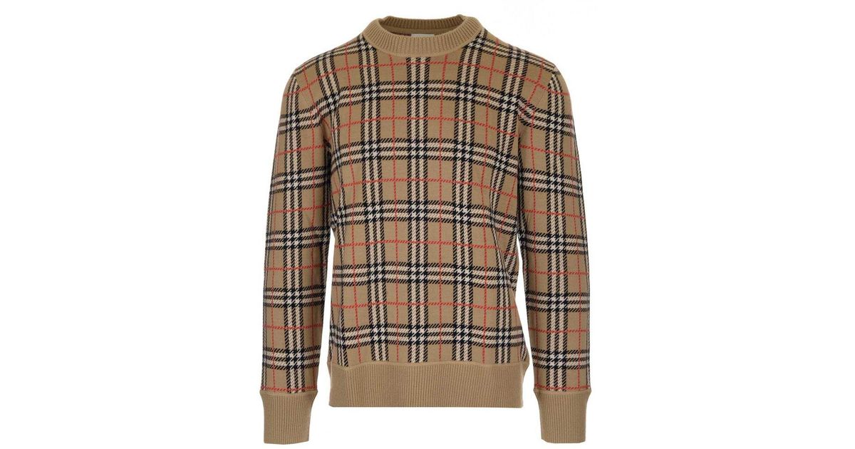 Burberry Beige Jacquard Check Logo Sweater – BlackSkinny