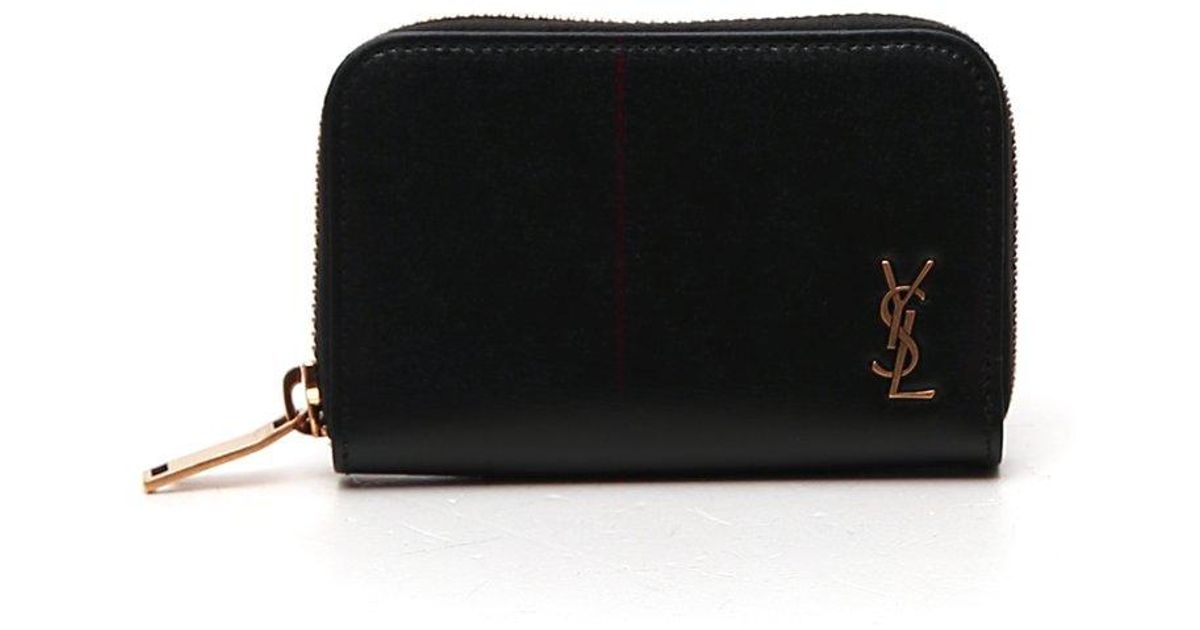 Saint Laurent Monogram Zipped Wallet in Black