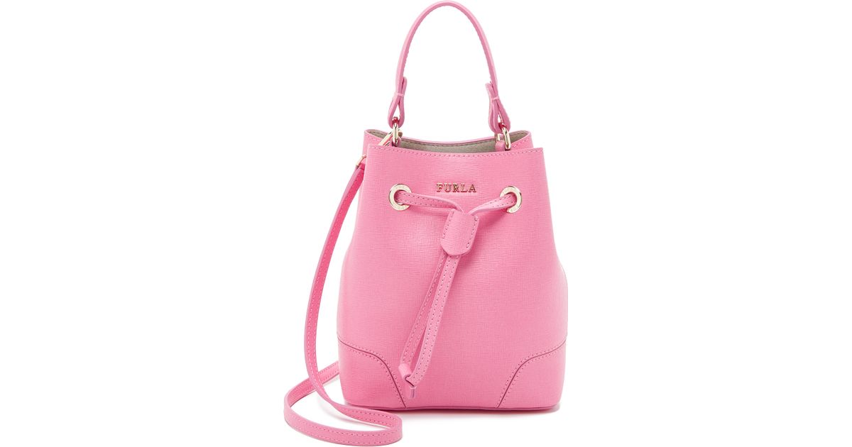 Furla Stacy Mini Drawstring Bucket Bag in Pink | Lyst