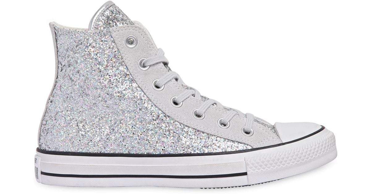 Converse Chuck Taylor Glitter & Suede Sneakers in Silver (Metallic) - Lyst