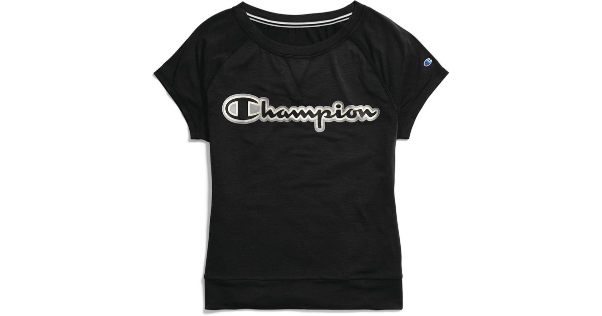 Champion Cotton Tee, Script Logo in Black - Lyst