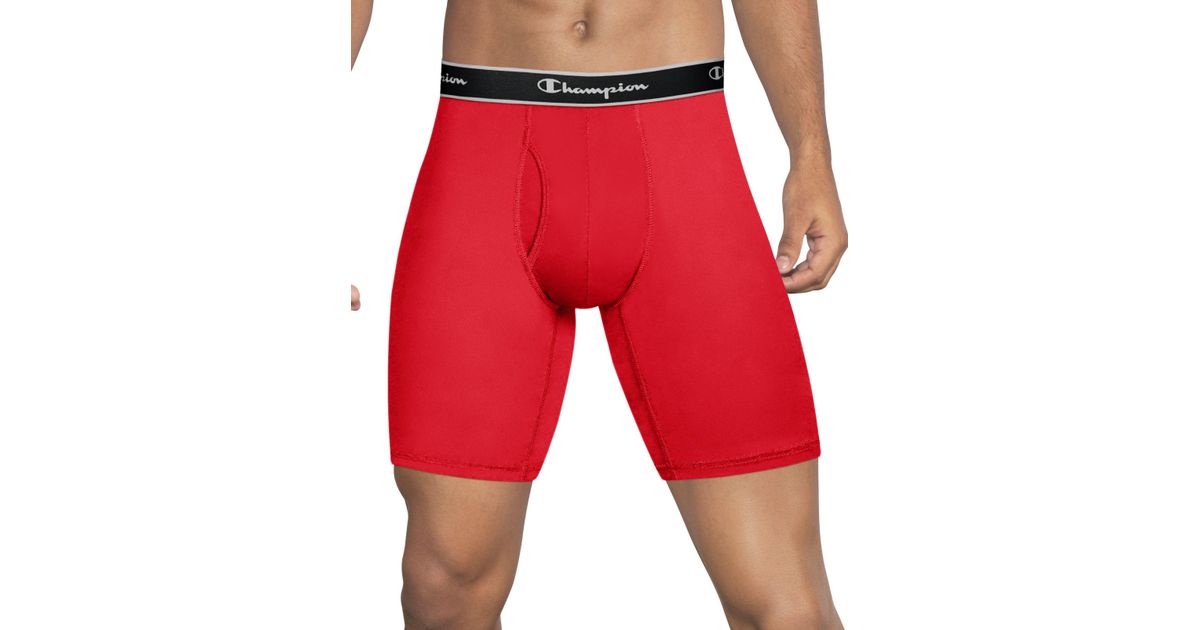 champion men's tech performance long leg boxer brief